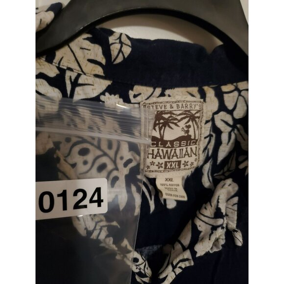 Steve & Barry's classic Hawaiian button up navy/blue/white shirt w/pockets XXL - Picture 5 of 5